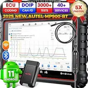 Autel MaxiPRO MP900-BT Scanner w/ $60 MV108S - 2025 DoIP/CAN FD MP900BT, Newer Model of MS906BT MP900 DS900 DS808, Pro ECU Coding, 3000+ Bidirectional, 40+ Services, VIN/License Scan, OS 11, FCA SGW