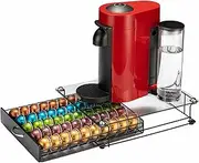[Rice rat] Coffee Vertuo Capsule Holder Drawer for Nespresso With Glass For Cabinet Vertuoline Pod Storage Rack For Counter (Class-50 Pods（With handle）)