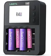 LIMETA 6-Bay 18650 Battery Charger - High Speed Battery Charger with Discharge Function and LCD Display - Fast Charging for AA AAA Li-ion- Type-C QC3.0 Rechargeable Batteries
