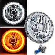 5-3/4" Switchback White Amber LED Halo DRL Turn Signal Angel Eye Headlight EACH (for: Volkswagen)
