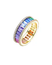 Genevive 18K Over Silver CZ Ring