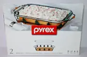 Pyrex Serveware 2 Pc 9x13 Holiday Basket Serving Set Christmas Tree Baking Dish