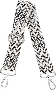 [uxcell] Purse Straps Replacement Crossbody, 1.5 Inch Wide Shoulder Bag Strap Adjustable Canvas Straps for Handbag Wallet Clutch Bags with Silver Buckle, Dark Brown Geometrical