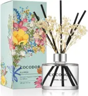 COCODOR Flower Reed Diffuser Set / Real Flower/6.7Ounce/1Pack, White Jasmine