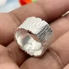 Solid 925 Silver Tree Bark Ring Tree Bark Wedding Band Wood Textured Band Bark