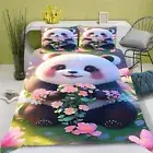 Bed Linen Cute Panda Bed Linen 135 x 200 cm for Teenagers, Cartoon Bed Linen