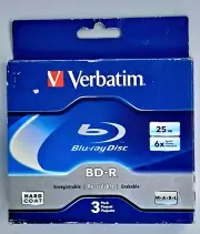 Verbatim Blu-ray Recordable BD-R 6x Disc - 25gb - 120mm Standard 3 (97341) New