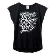 Adidas Girl's "Three Stripe Life" Graphic Active Tee, Medium (10/12), Black