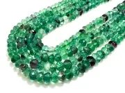 AAA Green Natural Fluorite Faceted Rondelle 4mm x 7mm Gemstone Beads - RDF07B