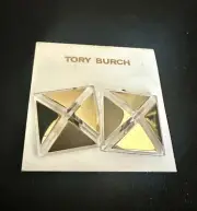 Tory Burch Lucide Pyramid Clip Earrings