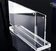 4x6" Acrylic Floating Picture Frame, T Shape Clear Frameless Desktop Floating Display with Base,Horizontal Magnetic Frames Double Sided Table Top Display Stand for Portrait Wedding Menu Ad Holder