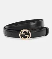 [Gucci] Gucci Interlocking G leather belt Inch 31.5 black