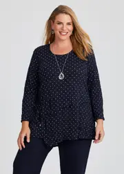 [TS] Taking Shape Cosy Crush Snug Top Size 20 in Dark Indigo Spot - Plus Size Women's Clothing Dark Indigo Spot