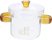 SHOWERORO Stew Pot in Glass Soup Pot Double Handles Non-Absorbent Safe for Cooking Compact