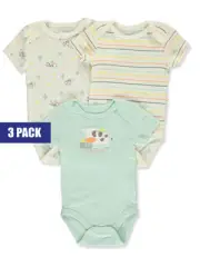 Baby Views Baby Unisex 3-Pack Bodysuits - aqua/multi, 3 - 6 months