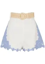 Zimmermann Raie Lace-trimmed Linen Shorts, Shorts, Ivory - 1 1