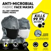 Portwest Anti-microbial 3 Ply Fabric Face Mask 10pk - Washable, AUS Seller