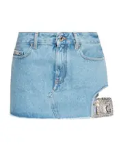 cut-out denim skirt 25,27 Blue