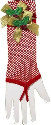 Fishnet Gloves W/Mistletoe