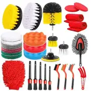 32 Pcs Car Detailing Kit Car Detailing Drill Brush Kit Car Detailing Brush Wash Set Car Accessories for Interior Exterior Wheels