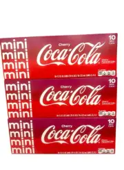 Coca Cola Cherry Coke Mini 10 Cans / Pack 7.5oz - 3 Packs Free Shipping