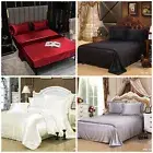 1000TC Silk Satin Sheet Set Flat Sheet Fitted Sheet Set Queen King Size Bedding