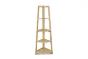 Corner Ladder Oak 5 Tier Layer Book CD Shelving Rack Dispaly Storage Orgainser