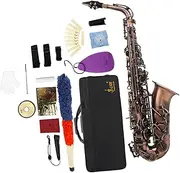 Frediuo Alto Saxophone in E Flat Orchestra Performance Instrument Reeds Beginners Portable Carrying Case Musical Instrument for Live, Red Copper