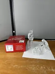 Vintage 1994 3 Piece Crystal Nativity Set ~ Cristal d’Arques France Holy Family