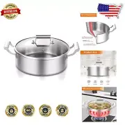 Premium 5.5QT Tri-Ply Cookware Pan with Glass Lid - Safe for Induction and Oven