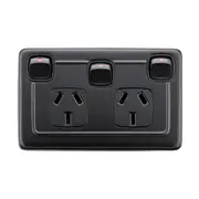 5347 Socket Flat Plate Rocker Double With Switch Matte Black H72xW115m