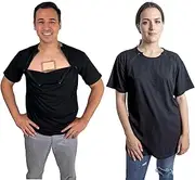 [Inspired Comforts] Men's Chemo Port Access Half Sleeve Shirt with Dual Zip Access