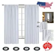 Greyish White Rod Pocket Blackout Curtains - 63 Inch Long, Set of 2 Panels