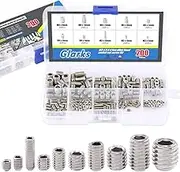 Glarks 200-Piece M3 4 5 6 8 Hex Allen Head Socket Set Screw Assortment Kit (304 Stainless Steel)