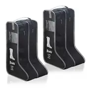 2 Pack Portable Boots Storage Bag, Black Shoe Bags for Storage and Black-Large