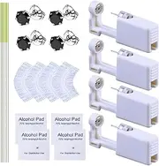 [Hermosa] 4 Pcs Ear Piercing Kit, Safety Piercing Gun Tool, Disposable Self Ear Piercer Kit with 4 Pcs Earrings Stud 4 Pcs Ear Hole Cleaning Thread 4 Pcs Cleaning Sheet