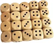 Perfeclan 20Pcs Wooden 6 Sided Dice,Standard Mini Dices,Crafts Collectibles with Numbers 1-6,20mm for Party Toy,Role Playing,Table Game