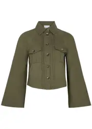 Merlette Verne Cropped Cotton-blend Jacket - Khaki - M (UK 12 / M) M (UK 12 / M)