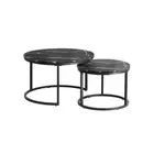 Set of 2 Nesting Coffee Table Round Marble Natural