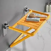 Wall-Mounted Fold Up Bathroom Stool Seating Chair, Wall Mounted Bath Bench Bathtub Stool Fold-Up Bathroom Chair Foldable Wall Shower Chair (Color : Yellow)