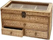 Bliss Gifts & Homewares Jewelry Box for Women & Girls I Rattan Weave Vintage Style Jewelry Boxes I 3-Layer Organizer Box with 4 Drawers I for Storage & Display Necklace Ring Earring Bracelet