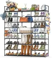 9-Tier Large Shoe Rack,Tall Storage Shelf for Shoes,Metal Shoe Organizer,Shoe Tower for Closet Entryway,Stackable Shoe Cabinet Holds 50-55 Pairs,Boots, Entryway, Closet, Garage