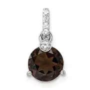 SS RH-plated Circle 1.60t.w. Smoky Quartz/White Topaz Pendant