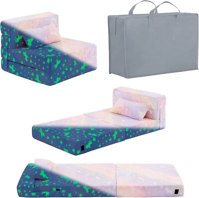 Foldable Floor Mattress For Kids, Toddler Floor Fold Out Couch Sofa Bed Glow in