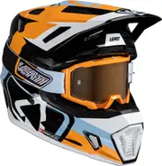 Leatt 7.5 Patch Motocross Helmet with Goggles, black-white-orange, Size XL for Men Black White Orange