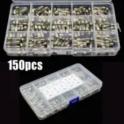 150pcs Glass Tube Fuses 5x20mm Quick Blow Assorted 250V With Plastic Box New