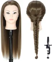 26" Mannequin Head with Hair Synthetic Fiber Training Head Cosmetology Doll Head