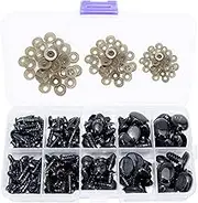 ARTCXC 1Box(125pcs) 5Size Solid Black Plastic Oval Shape Nose DIY Safety Nose Crafts with Washers for DIY Doll Toys Puppet Plush Animal Making