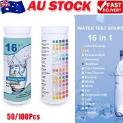 100PCS 16 in 1 Drinking Water Test Kit Strips Home Water Quality Test for Tap AU