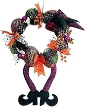 KiBcsLic Halloween Wreath,Witch Hat and Legs,Spooky,Wall Novelty Whimsical Halloween Decoration for Home Porch Indoor Door